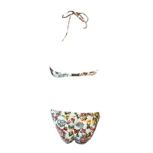 Christian Dior Vintage D-Charm Flower Bikini Swimwear Multicolor White 106951