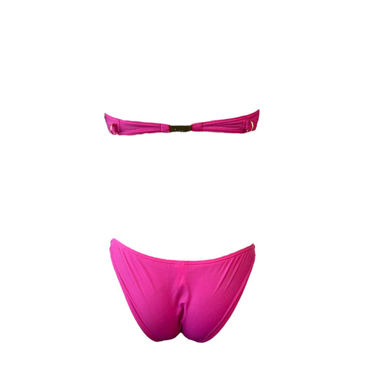 Christian Dior Vintage Logo Gold Chain Bikini Swimwear #36 Pink Nylon 901862
