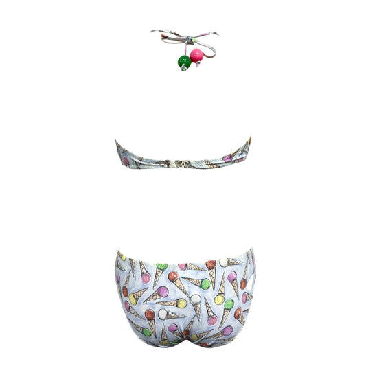 CHANEL Vintage 04C CC Logo Ice Cream Print Bikini #38 Multicolor Nylon 901860