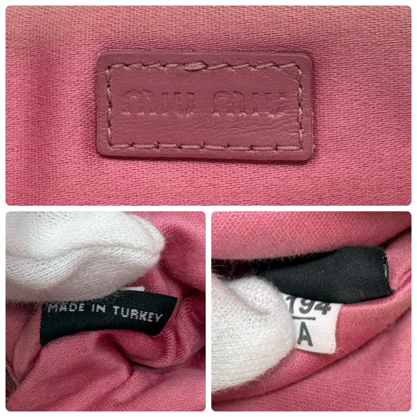 miu miu Vintage Logo Matelasse Leather Mini Double Zip Bag Pink Gold 902277