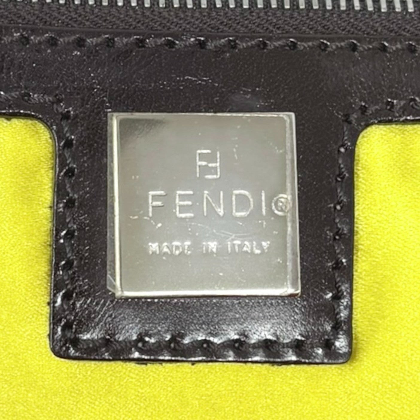 FENDI Vintage Logo Knit Mamma Baguette Shoulder Bag Yellow Brown Wool