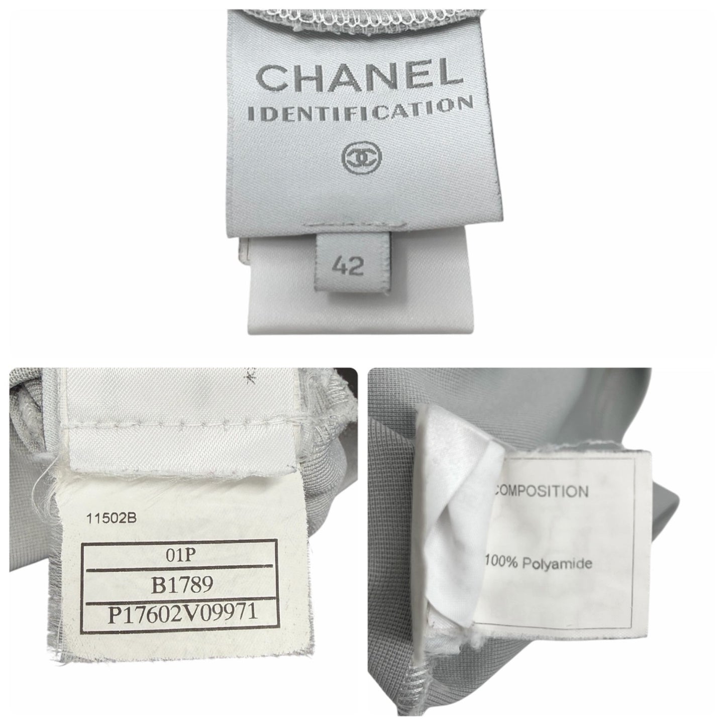 CHANEL Sport Vintage 01P Big CC Logo Tank Top #42 Gray White Nylon 106915