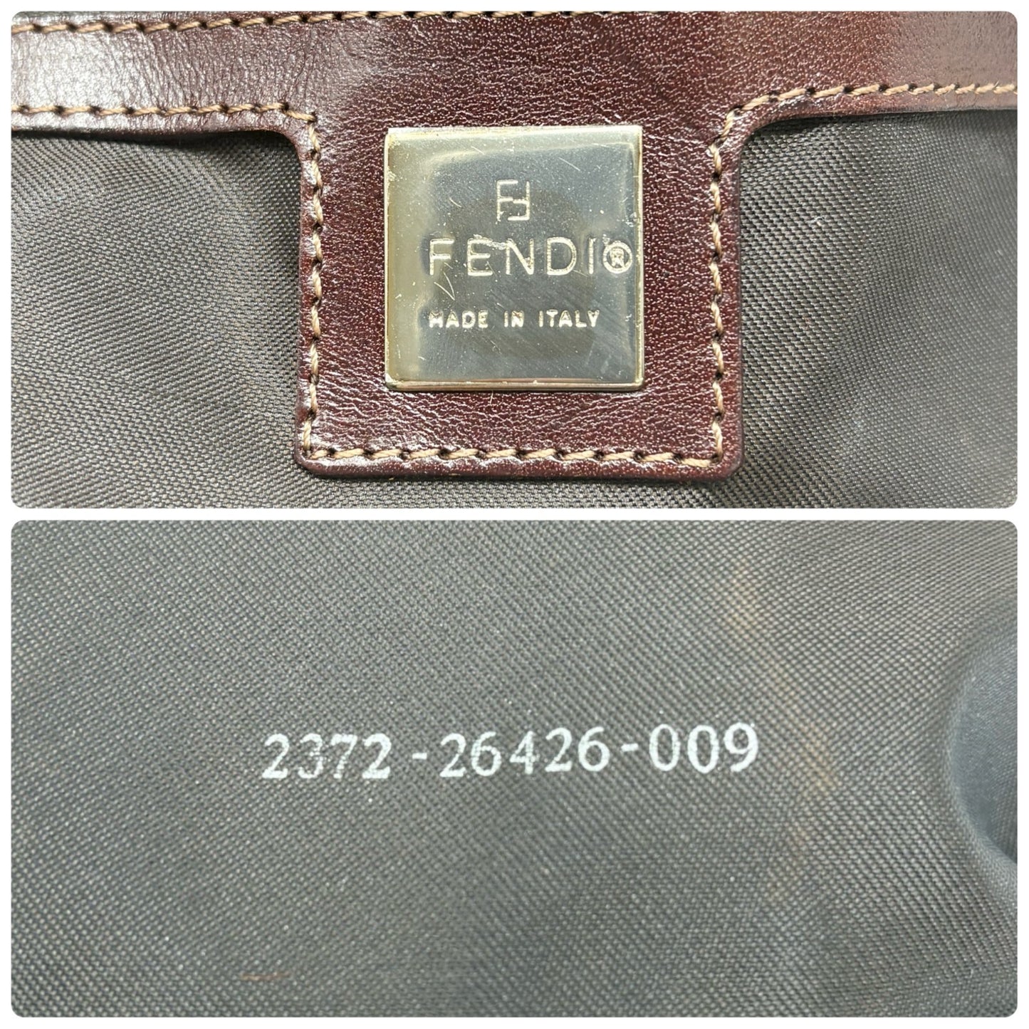 FENDI Vintage FF Logo Mamma Baguette Pony Calf Hair Shoulder Bag Brown Beige