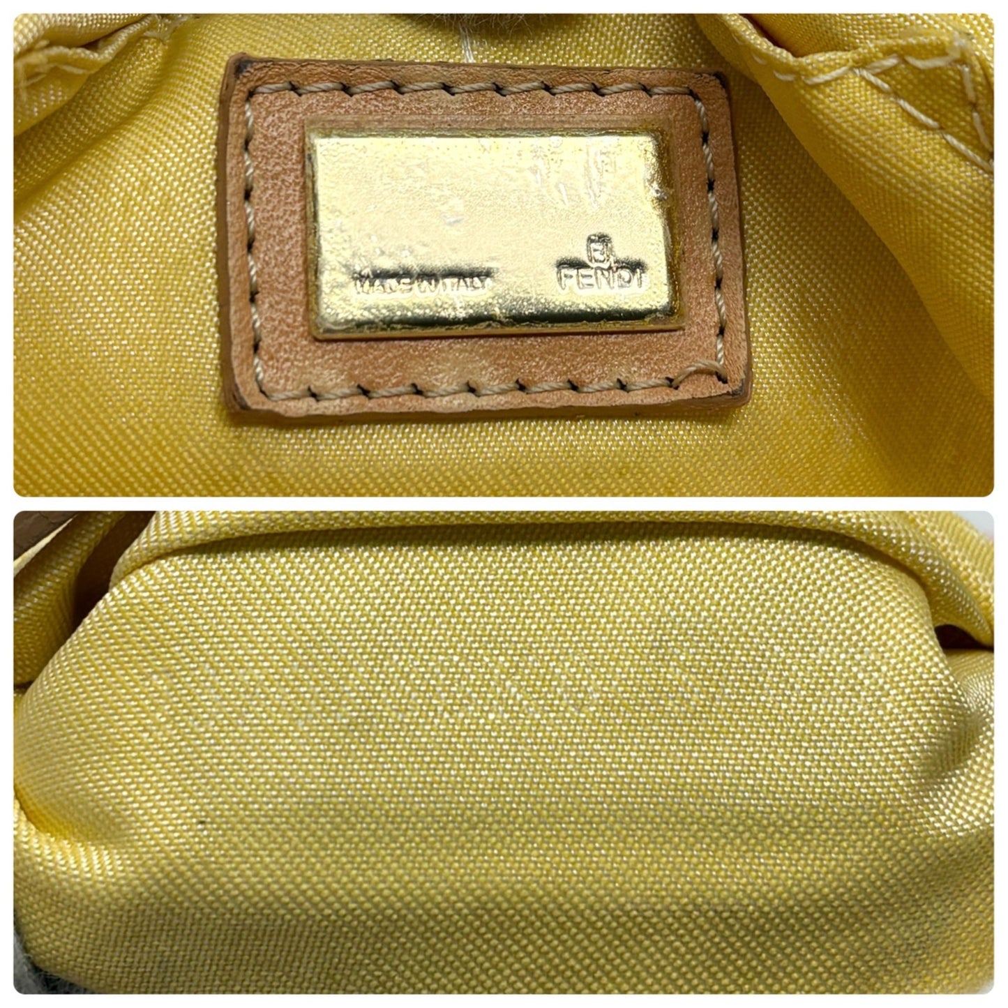 FENDI Vintage Zucchino Mamma Baguette Mini Bag Pochette Pink Beige 901893