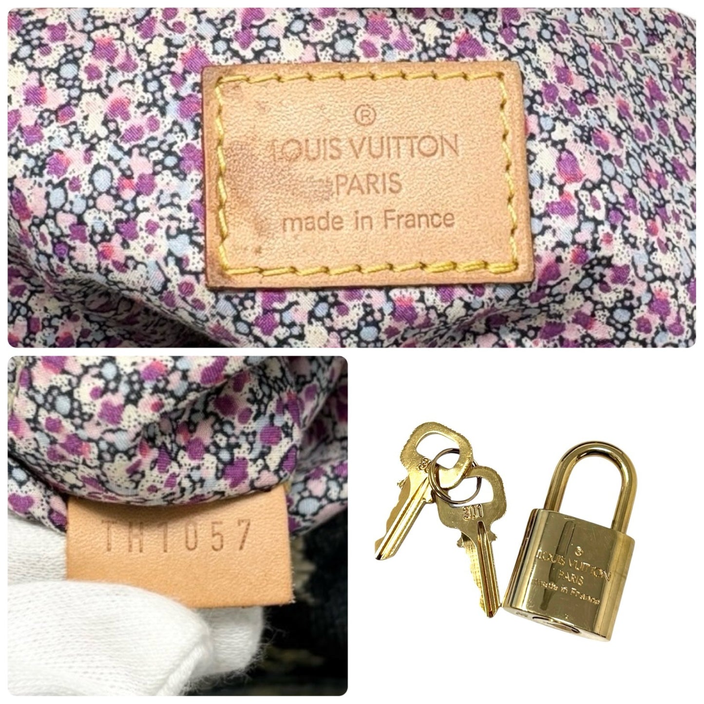 LOUIS VUITTON Vintage Monogram Patchwork Denim Speedy 30 Boston Bag Blue Brown