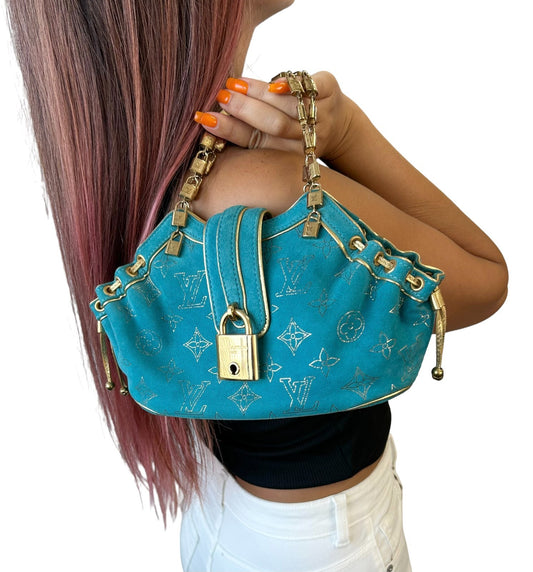 LOUIS VUITTON Vintage Monogram Extraordinary Theda PM Bag Turquoise 902025