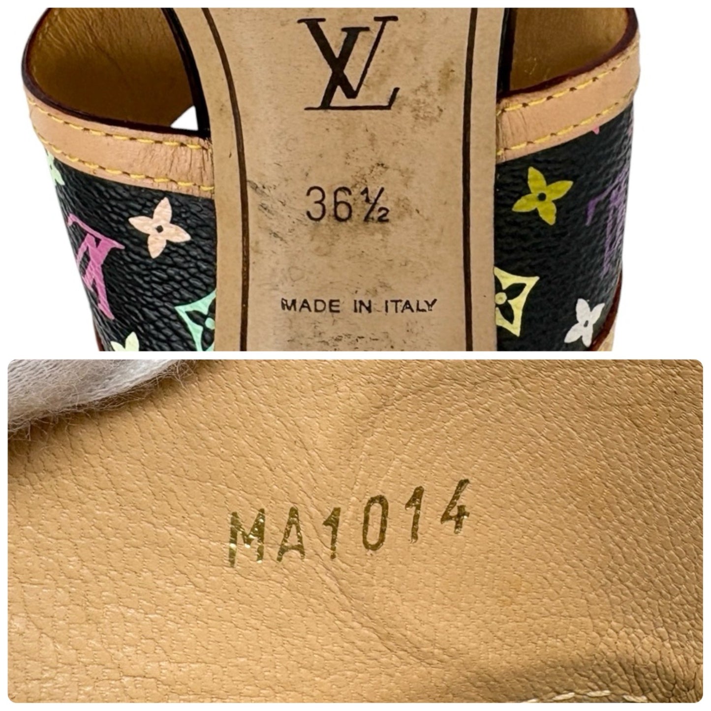 LOUIS VUITTON Vintage Monogram Multicolor Flower Sandals Heels #36.5 901940