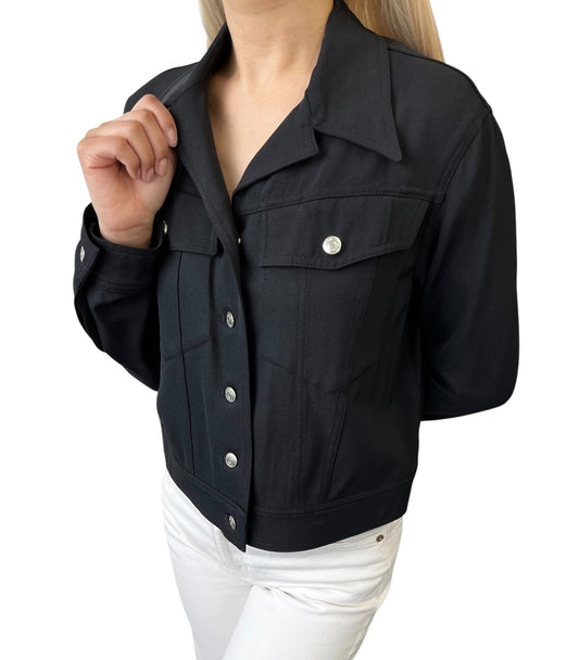 Christian Dior Vintage 1947 Back Logo Stretch Cropped Jacket Black 902550