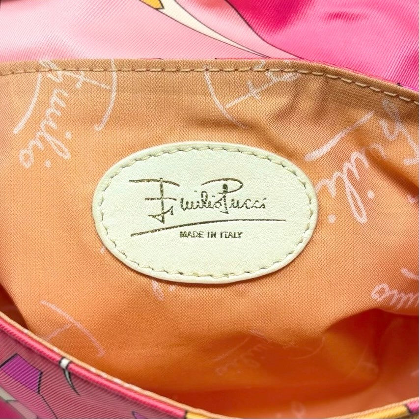 EMILIO PUCCI Vintage Logo Geometric Print Wristlet Clutch Bag Pink 902805