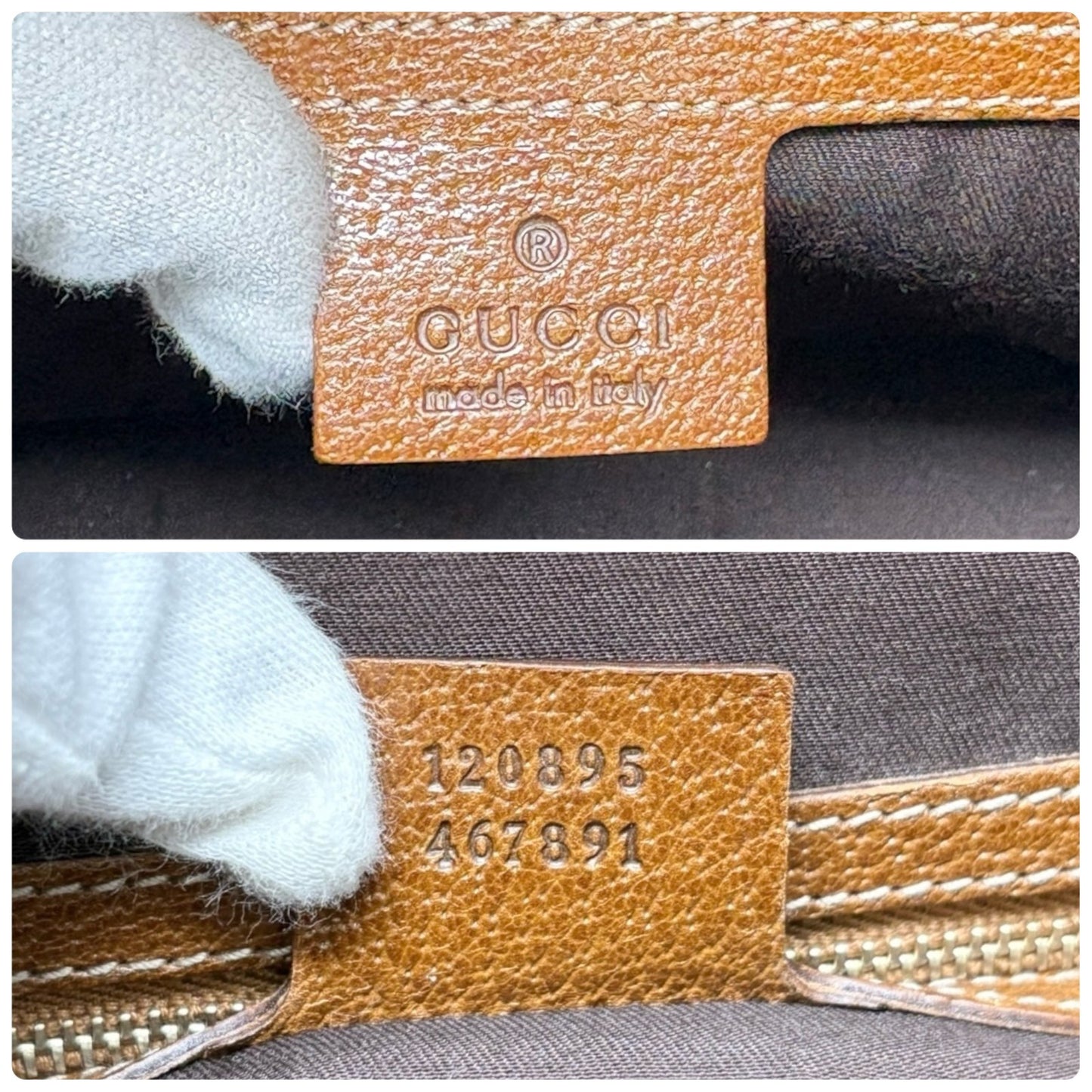 GUCCI Vintage GG Canvas Monogram Tote Bag Nailhead Camel Brown Studs Leather