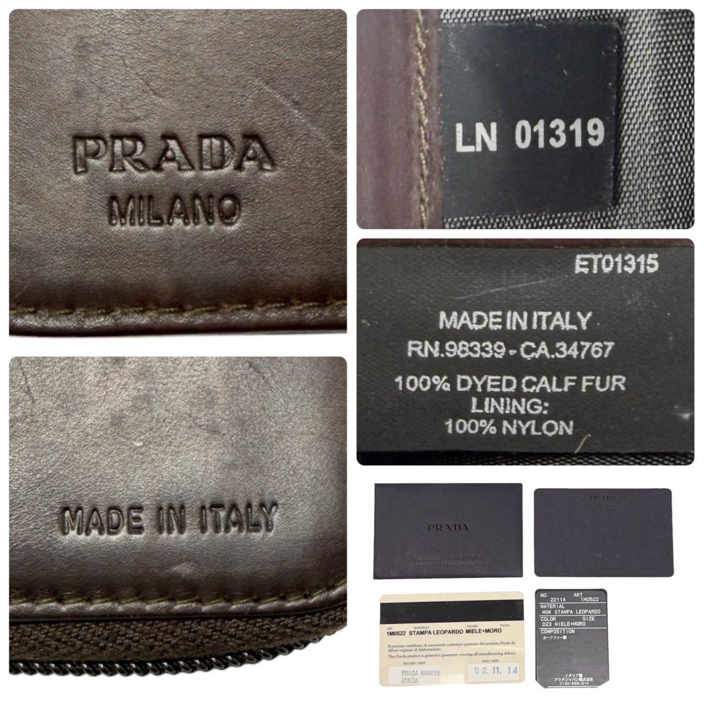 PRADA Vintage Logo Leopard Wallet Purse Pony Calf Hair Leather Brown 901838