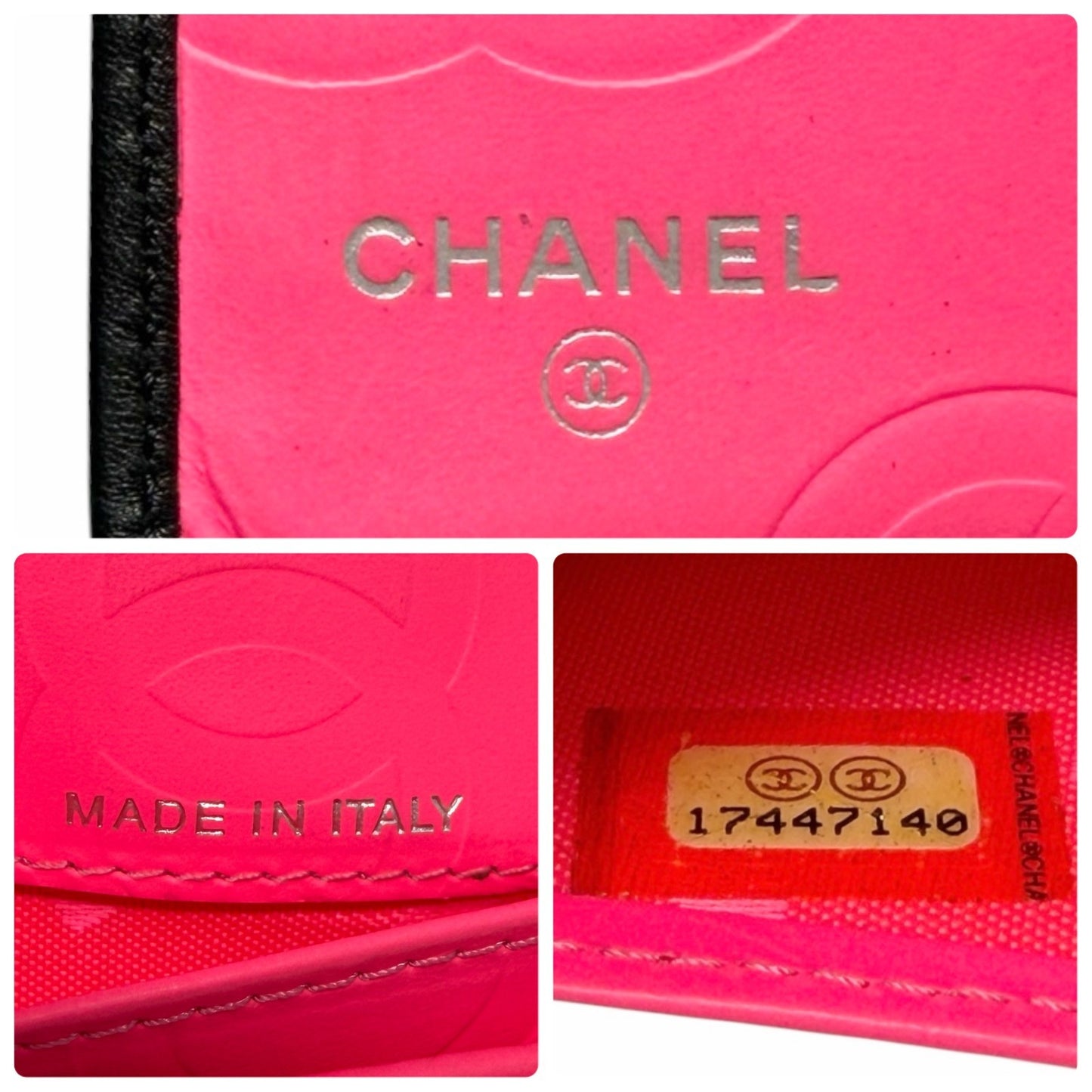 CHANEL Vintage Cambon Line CC Logo Quilted Wallet Black Pink Leather 902007