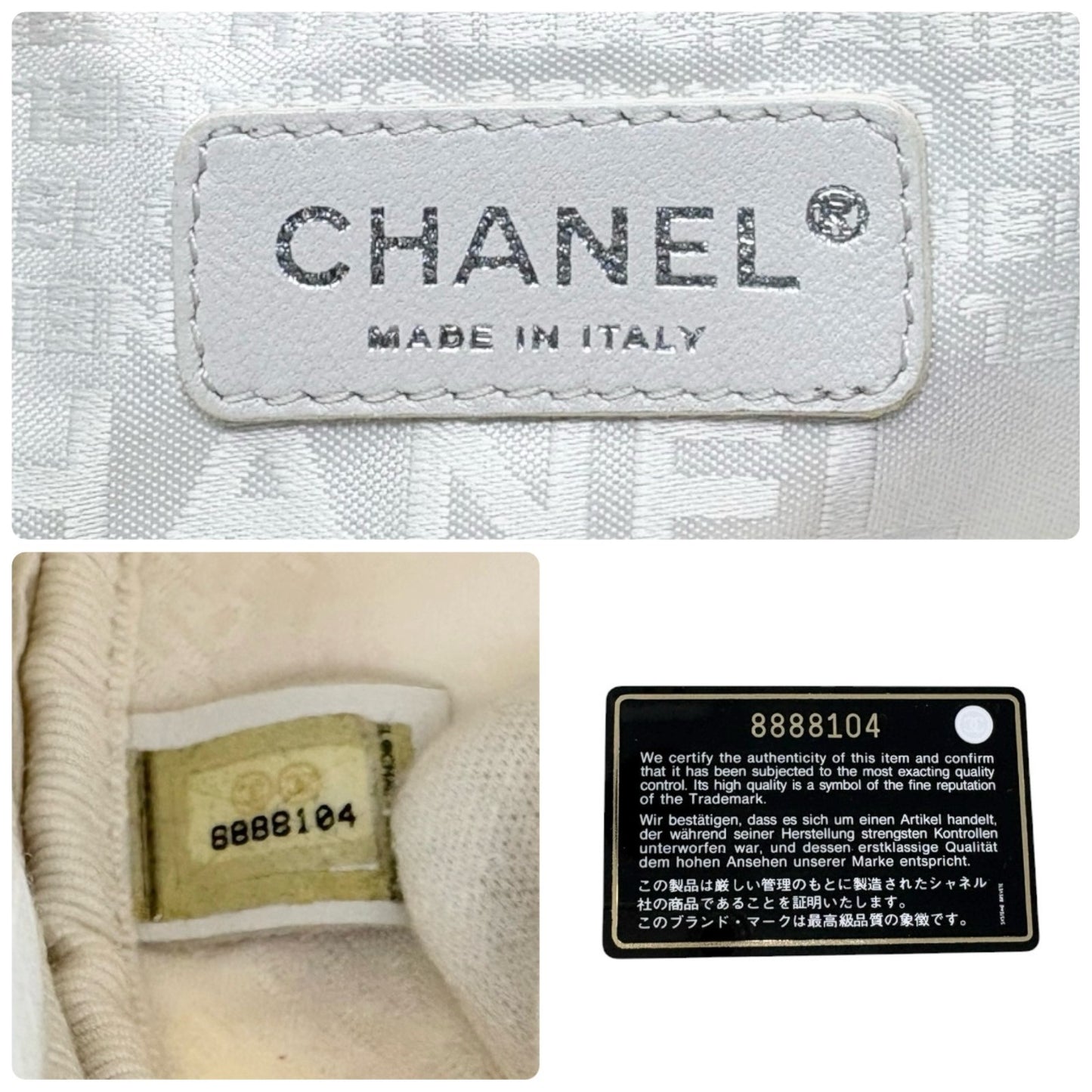 CHANEL Vintage CC Logo No.5 Round Clutch Pouch Bag Yellow Green Silver Cotton