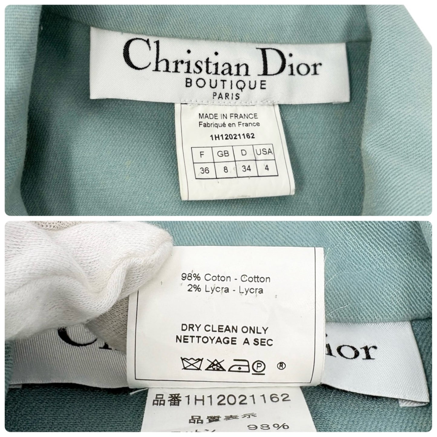 Christian Dior Vintage 2001 J'ADORE Logo Denim Twill Jacket #36 Blue Yellow