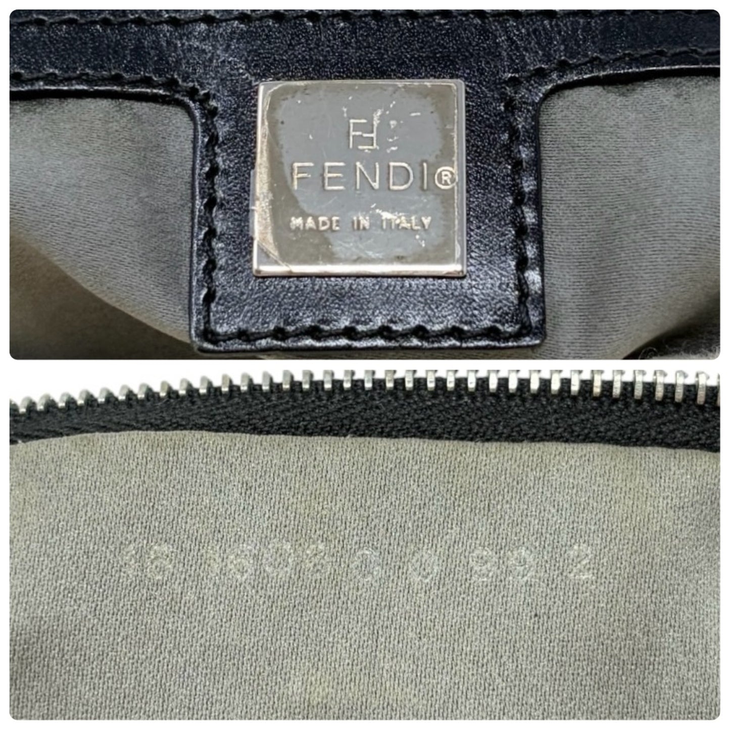 FENDI Vintage FF Logo Knit Mamma Baguette Shoulder Bag Wool Cream 902239