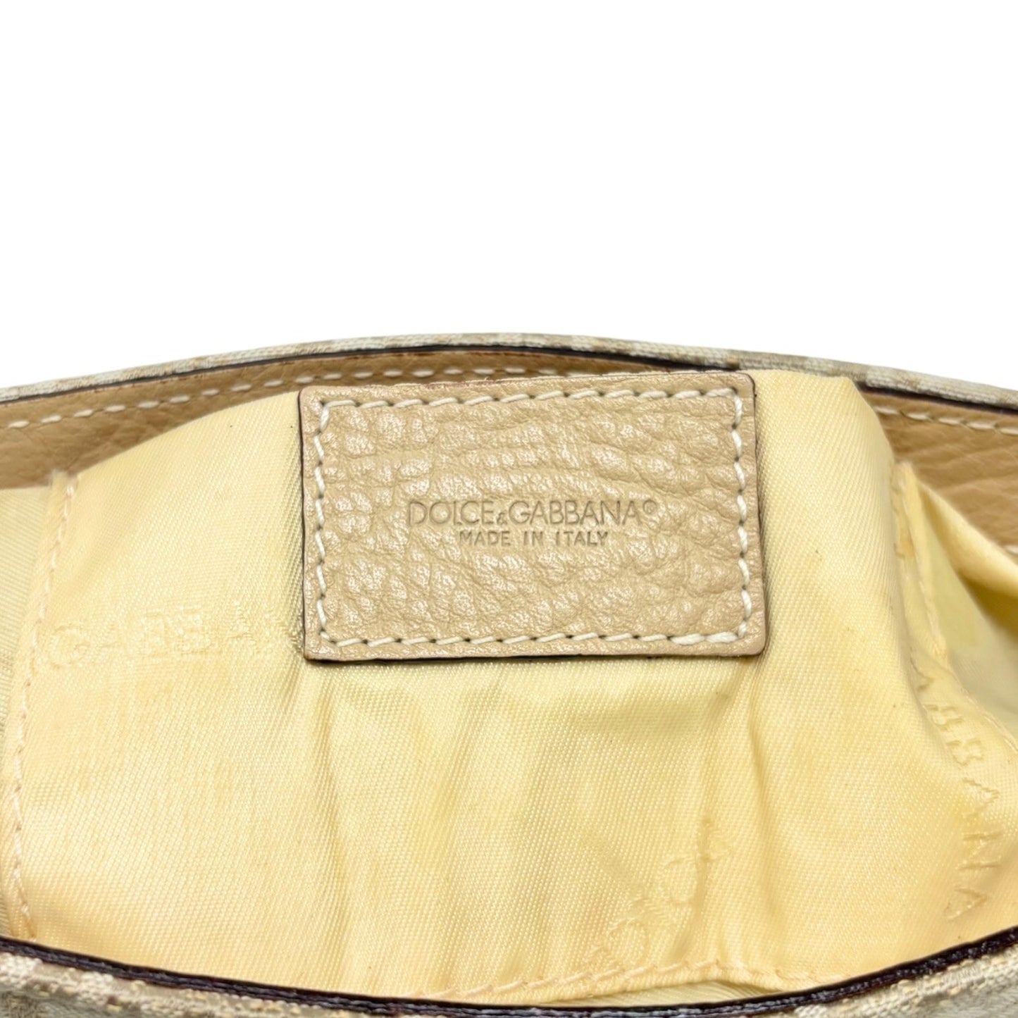 DOLCE&GABBANA Vintage DG Logo Chain Shoulder Bag Beige Gold Canvas 902060