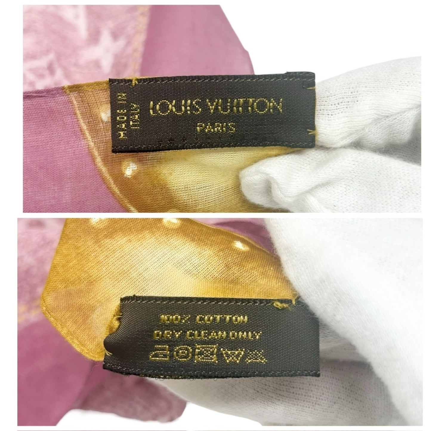 LOUIS VUITTON Vintage Monogram LV Logo Scarf Wrap Bandana Accessory Pink Cotton
