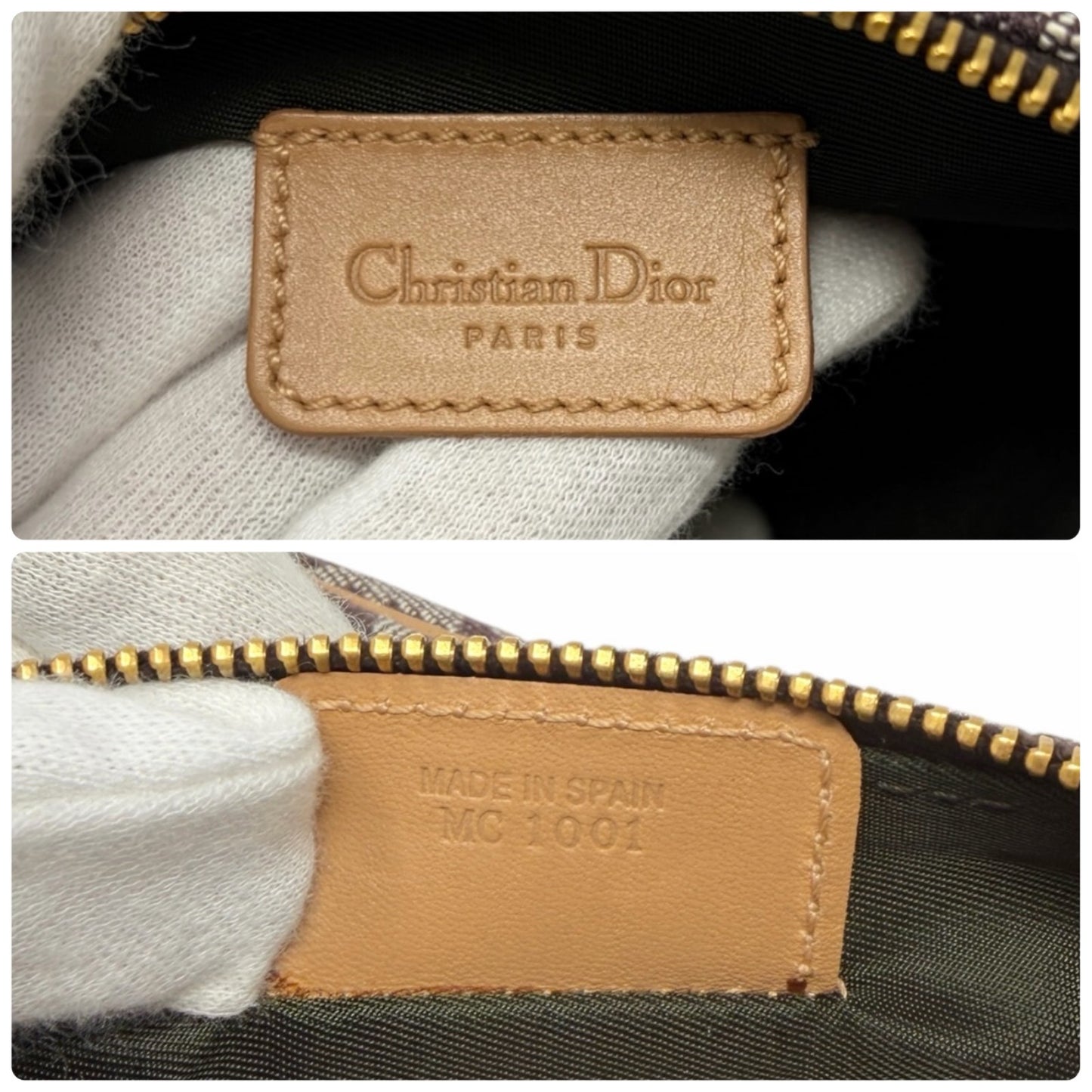 Christian Dior Vintage 2001 Trotter Monogram Mini Saddle Bag Brown Canvas Leathe