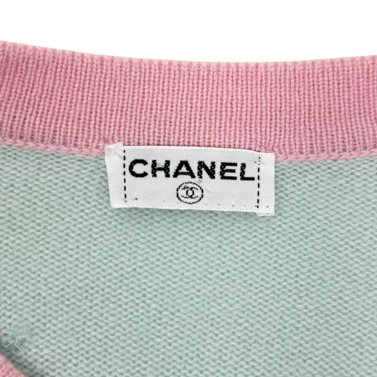 CHANEL Vintage CC Logo Cashmere Knit Long Cardigan Top Blue Pink 902470