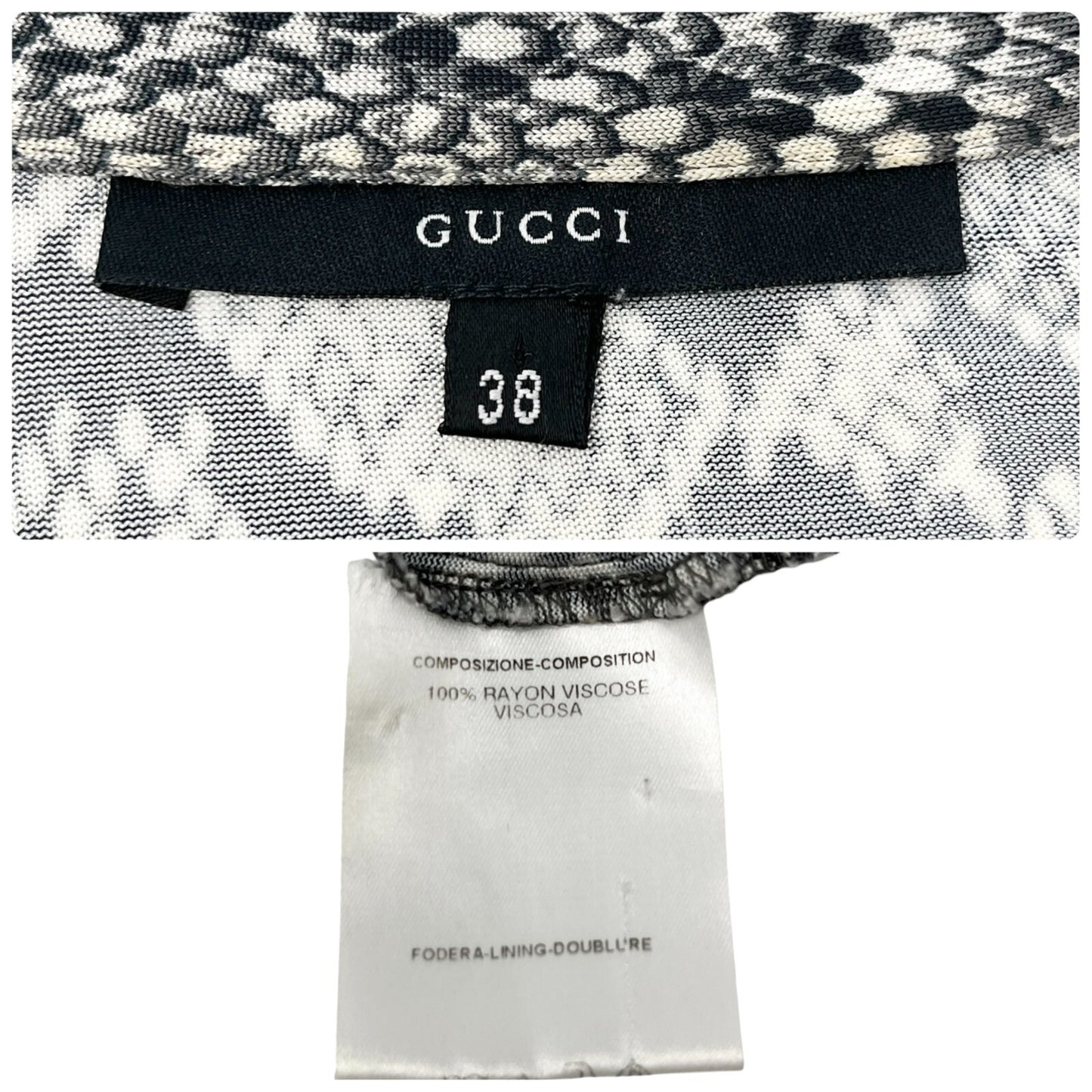 GUCCI Vintage Long Sleeve Shirt Top #38 Gray Blouse Viscose V-neck Rank AB