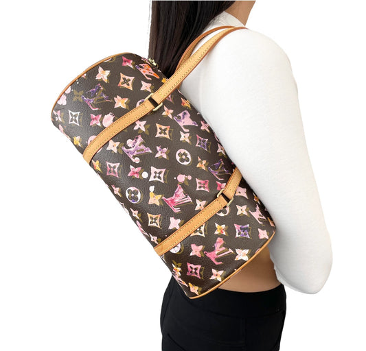 LOUIS VUITTON Vintage M95753 Monogram Watercolor Papillon Shoulder Bag Leather