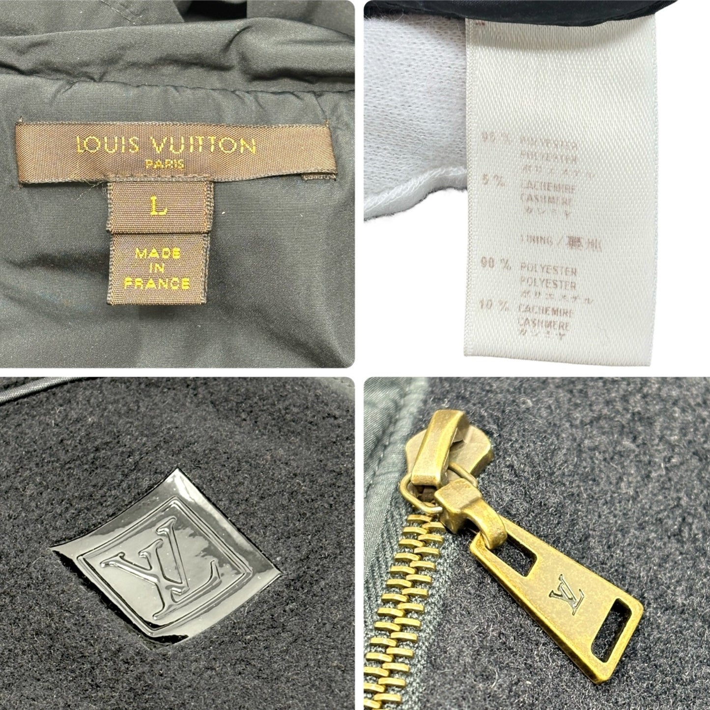 LOUIS VUITTON Vintage LV Logo Full Zip Up Hoodie Jacket #L Black Polyester