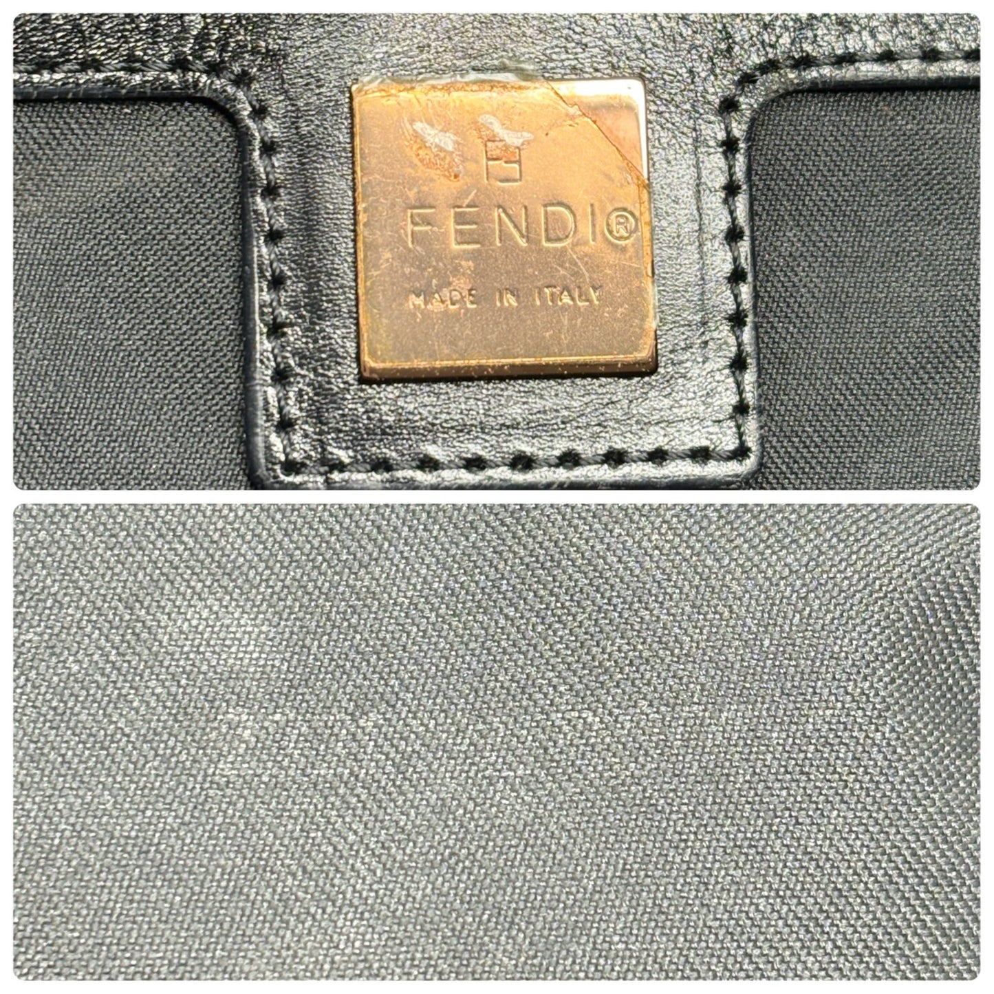 FENDI Vintage FF Logo Zucchino Mamma Baguette Shoulder Bag Brown 901885