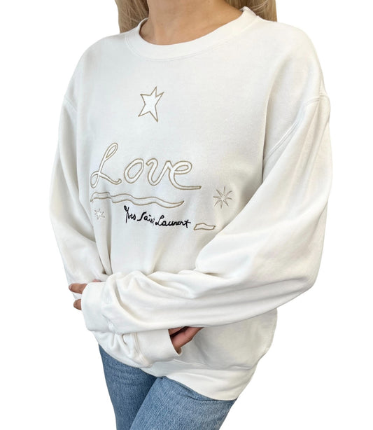 Yves Saint Laurent Vintage Love Star Embroidered Sweatshirt #M White 901936