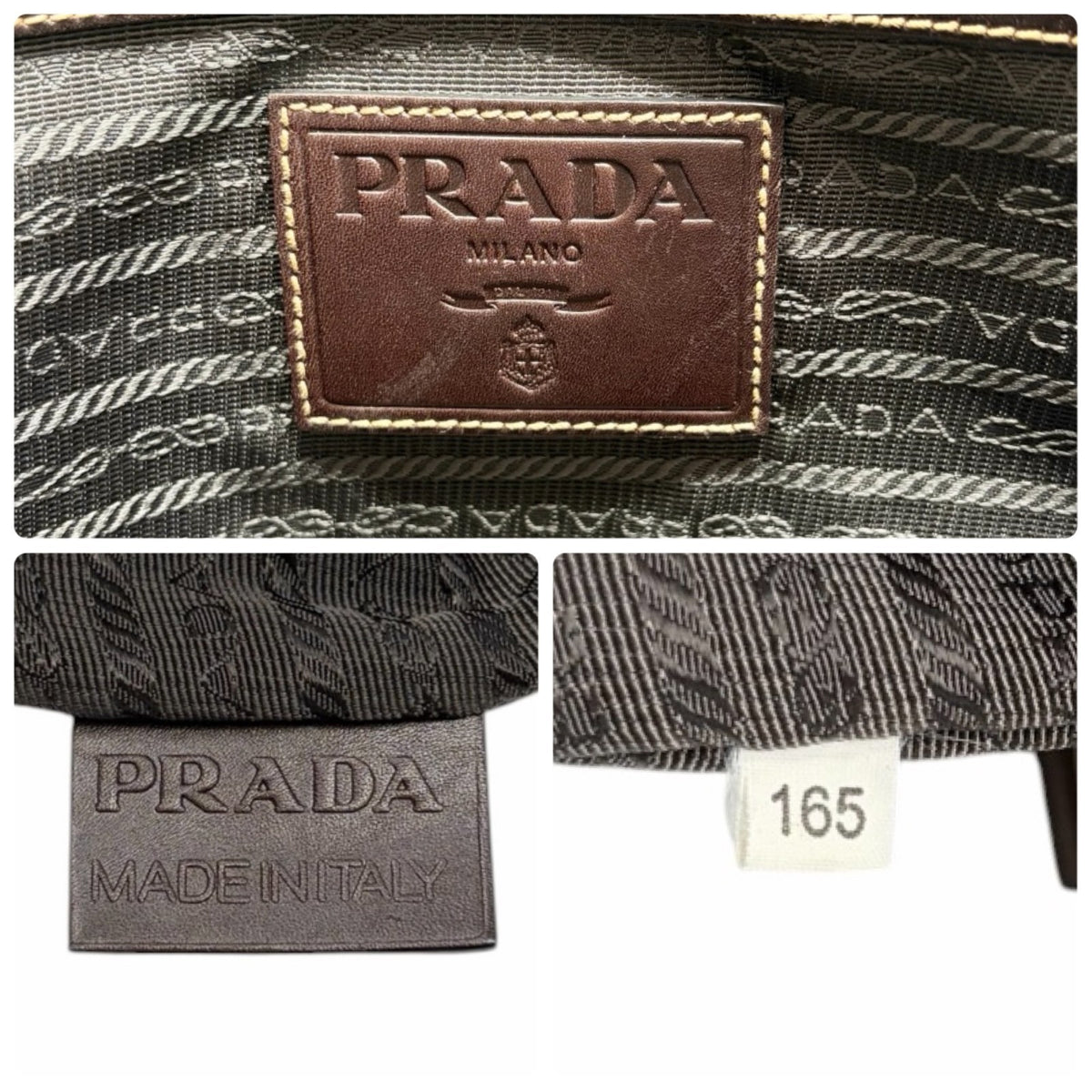 PRADA Vintage Triangle Logo Milano Jacquard Shoulder Tote Bag Brown 902457
