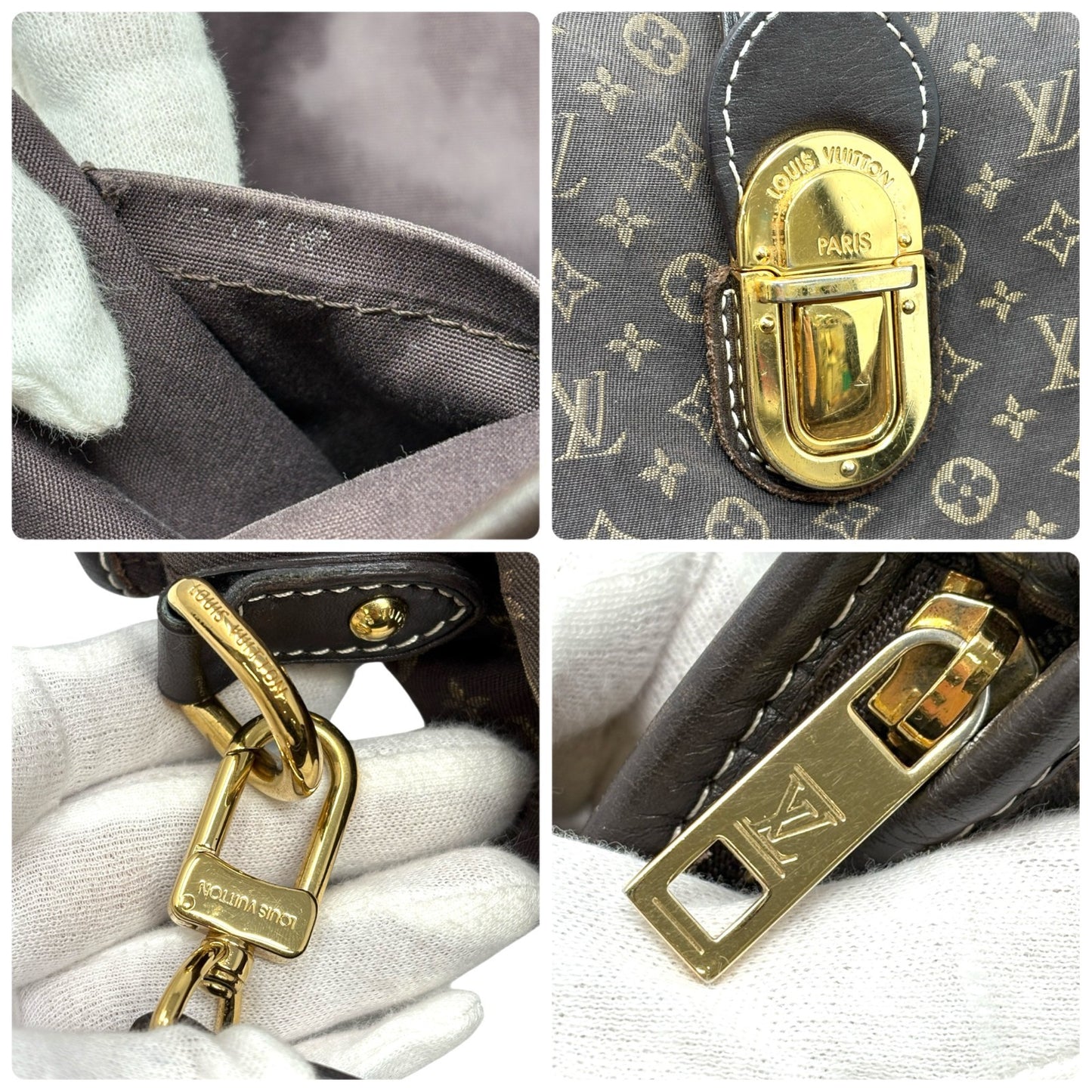 LOUIS VUITTON Vintage Monogram Idylle Elegy 2way Shoulder Bag Brown Gold