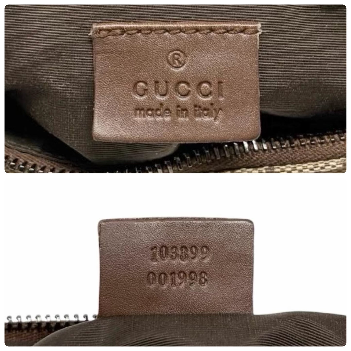 GUCCI Vintage GG Monogram Shoulder Bag Pochette Beige Brown Leather 902034