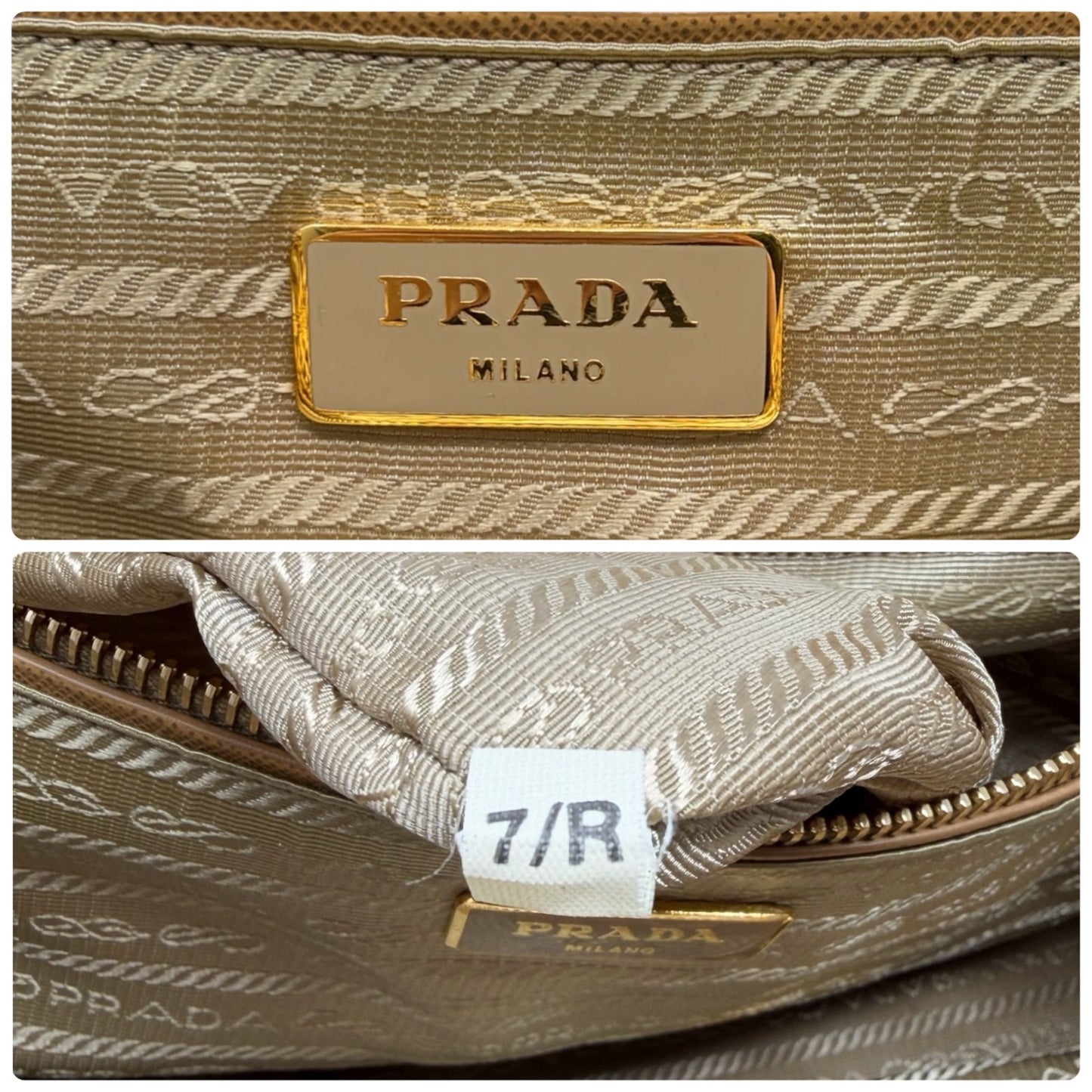 PRADA Vintage Triangle Logo Raffia Canapa Tote Bag Beige White Crochet