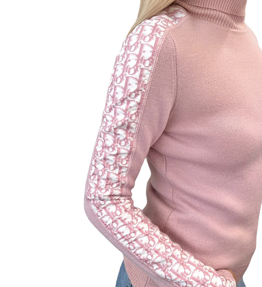 Christian Dior Vintage 2004 Trotter Monogram Ribbed Sweater #36 Knit Top Pink