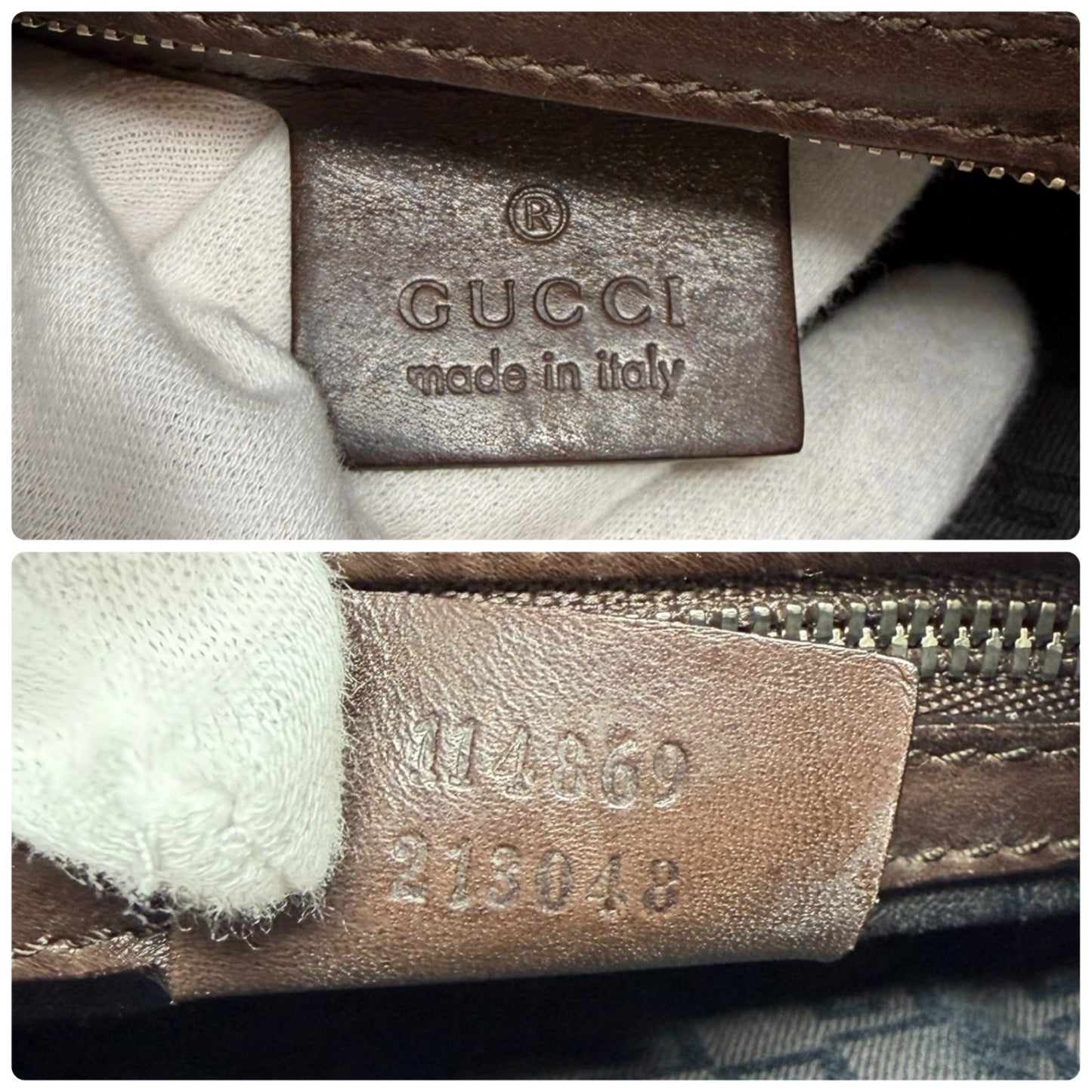 GUCCI Vintage Web Stripe Interlocking GG Logo Canvas Hobo Bag Beige 902206