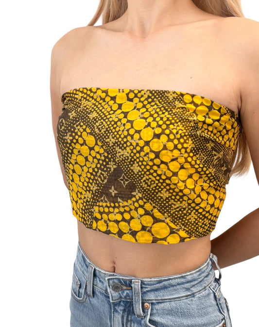 LOUIS VUITTON Vintage LV Logo Monogram Scarf Wrap Shawl Accessory Yellow Dot