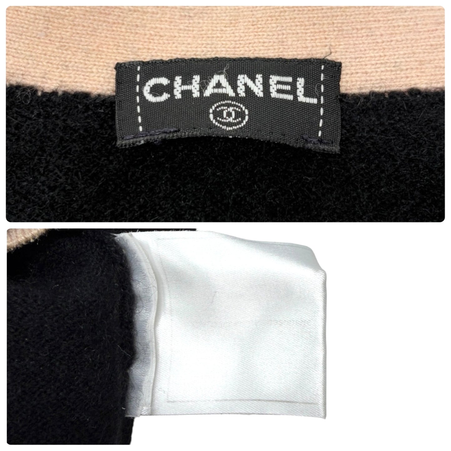 CHANEL Vintage 03A CC Logo Cashmere Knit Cardigan Sweater Black 106917
