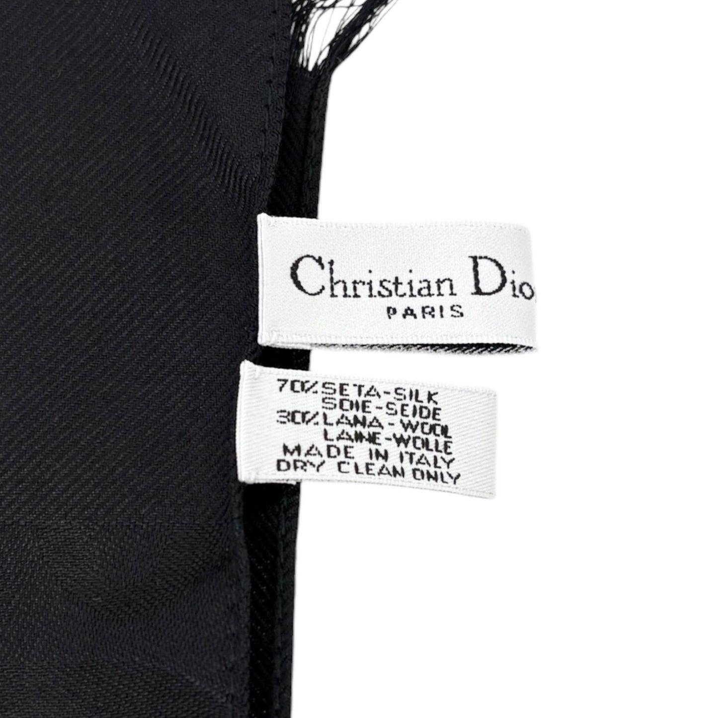 Christian Dior Vintage Trotter Monogram Long Scarf Wrap Silk Black 901831