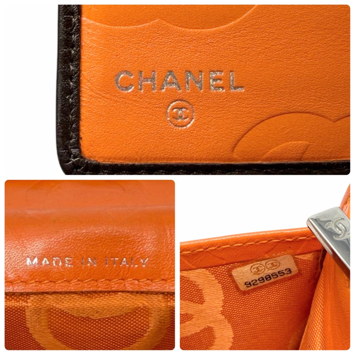 CHANEL Vintage Cambon Line CC Logo Quilted Wallet Brown Orange Leather 901930