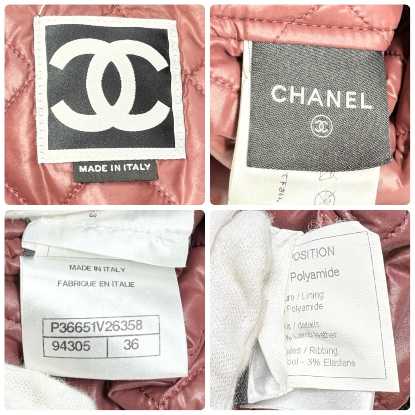 CHANEL Sport Vintage P3665 CC Logo Hoodie Zip Up Puffer Jacket #36 Red Black
