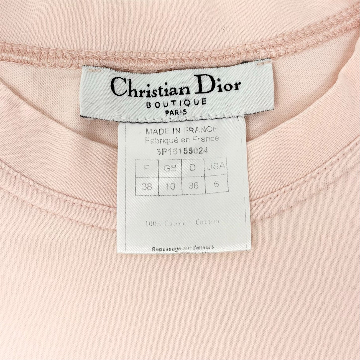 Christian Dior Vintage 2003 Denim Print Logo T-shirt Top #38 Pink Blue 902583