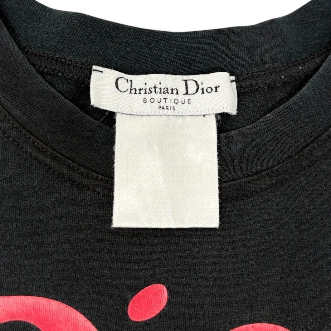 Christian Dior Vintage 2002 Addict Big Logo T-shirt Top #42 Black Red 902214