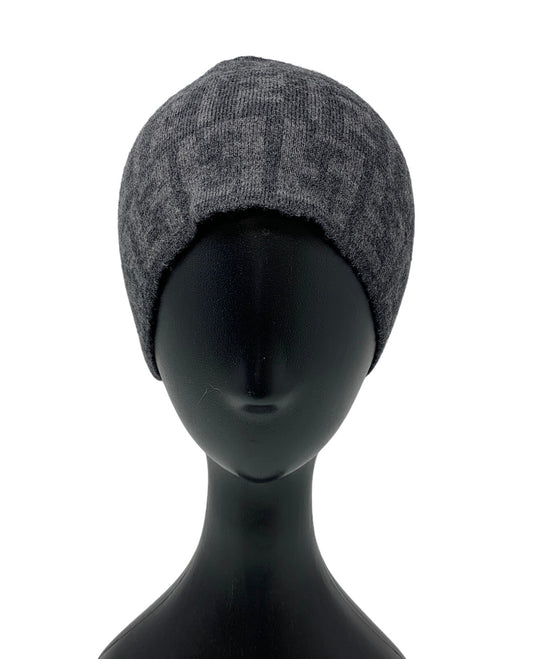 FENDI Vintage Zucca Monogram Knit Beanie #42 Hat Fashion Accessory Wool RankAB+
