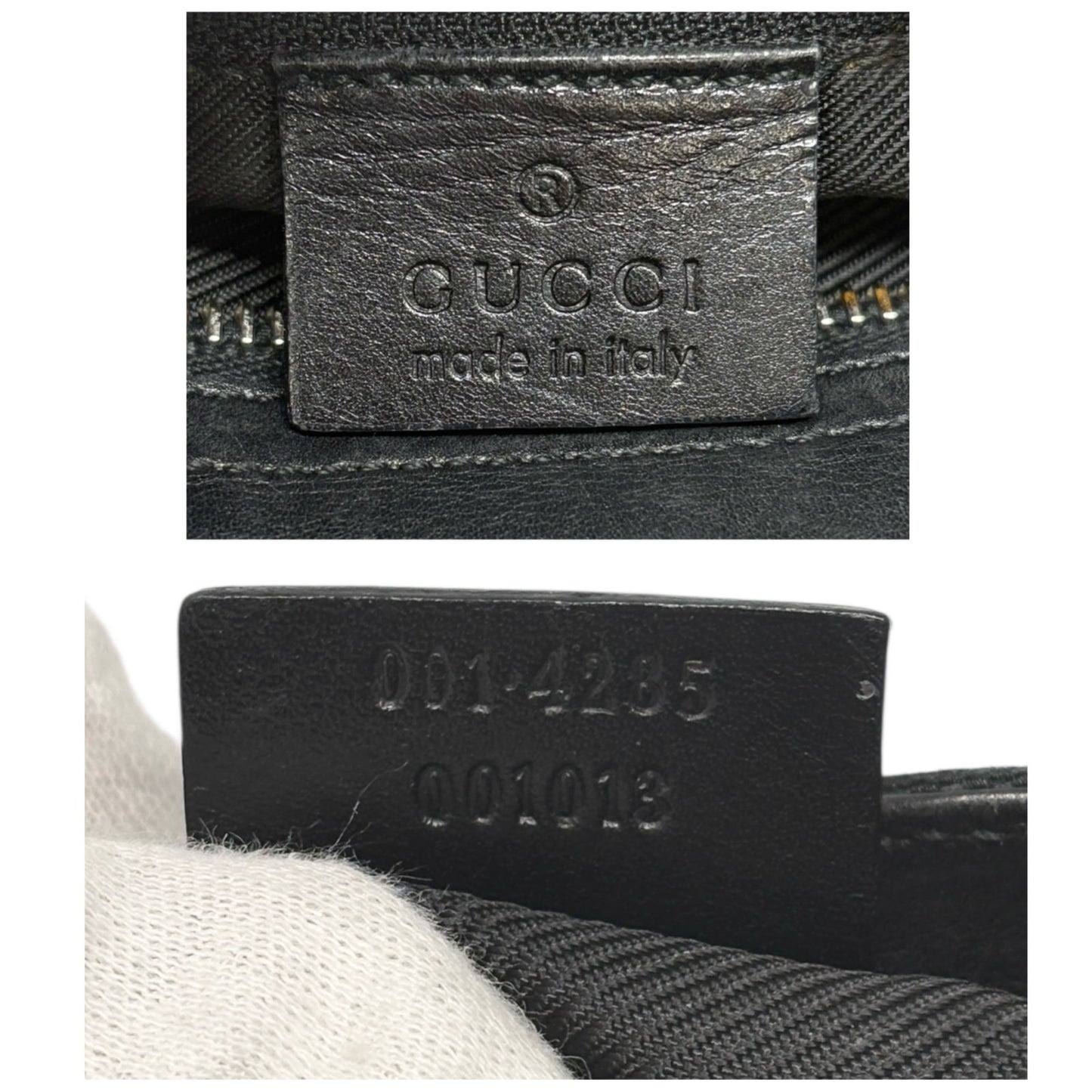 GUCCI Vintage GG Monogram Logo Canvas Pochette Mini Bag Dark Blue Gold Leather