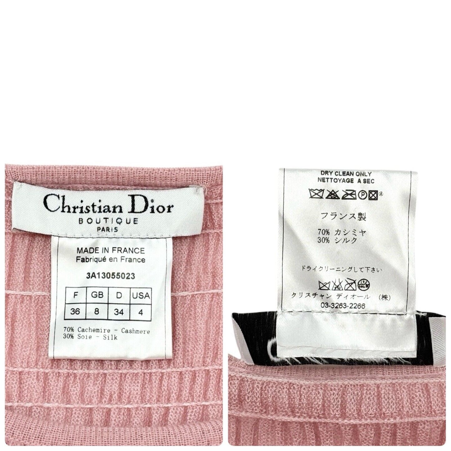 Christian Dior Vintage 2003 Bondage Summer Knit Top #36 Pink Silver Cashmere