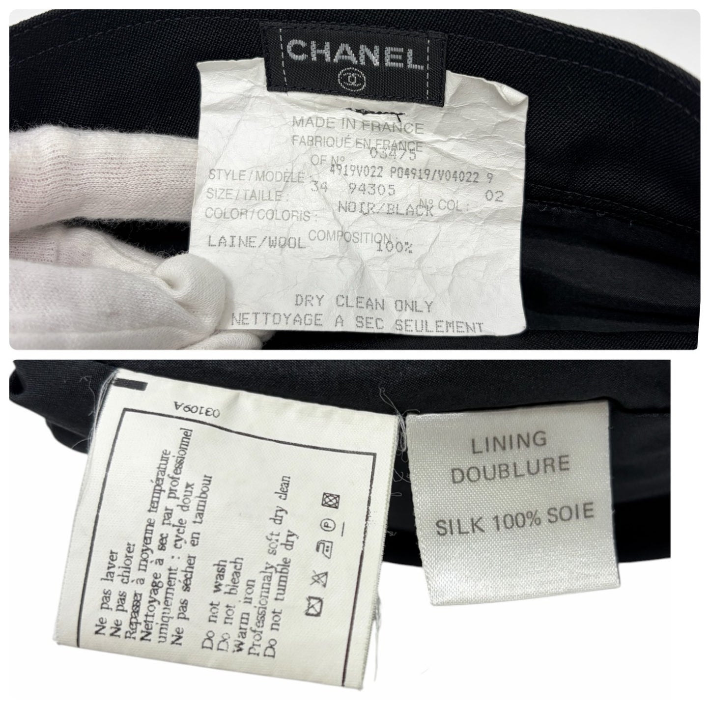 CHANEL Vintage CC Logo Button Knee Length Skirt #34 Black Gold Bottoms 902596