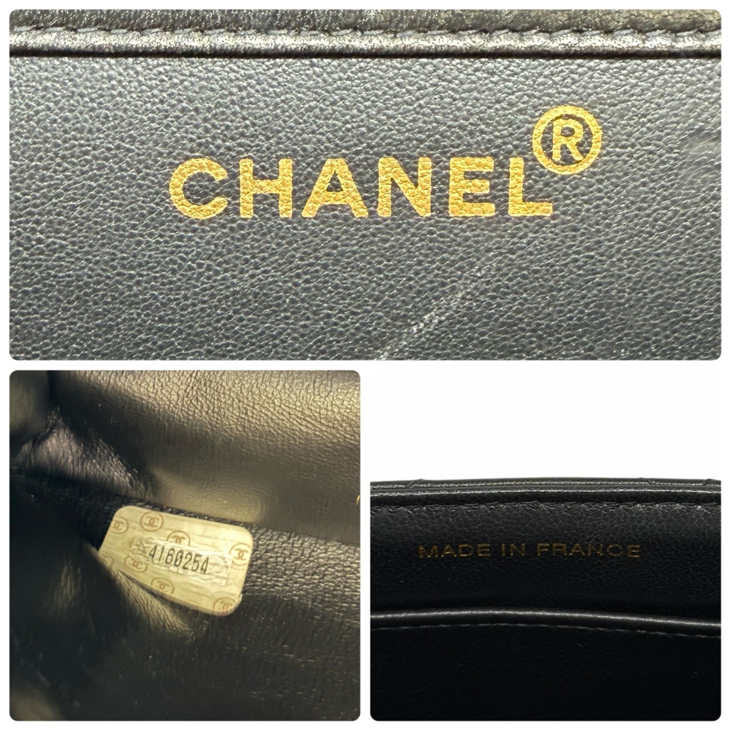 CHANEL Vintage CC Logo Quilted Double Flap Shoulder Bag Black Leather 902096
