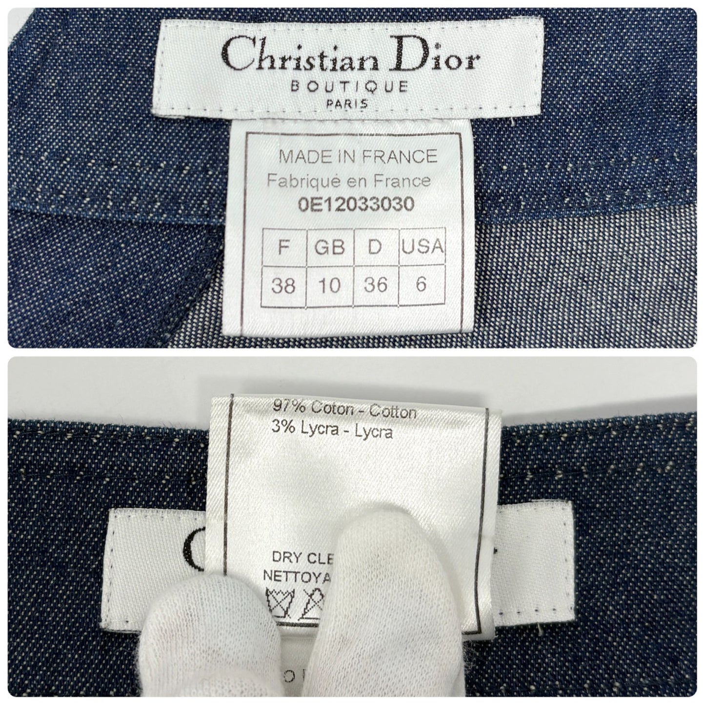 Christian Dior Vintage 2000 Asymmetry Denim Skirt #36 Blue Button Gold 901979