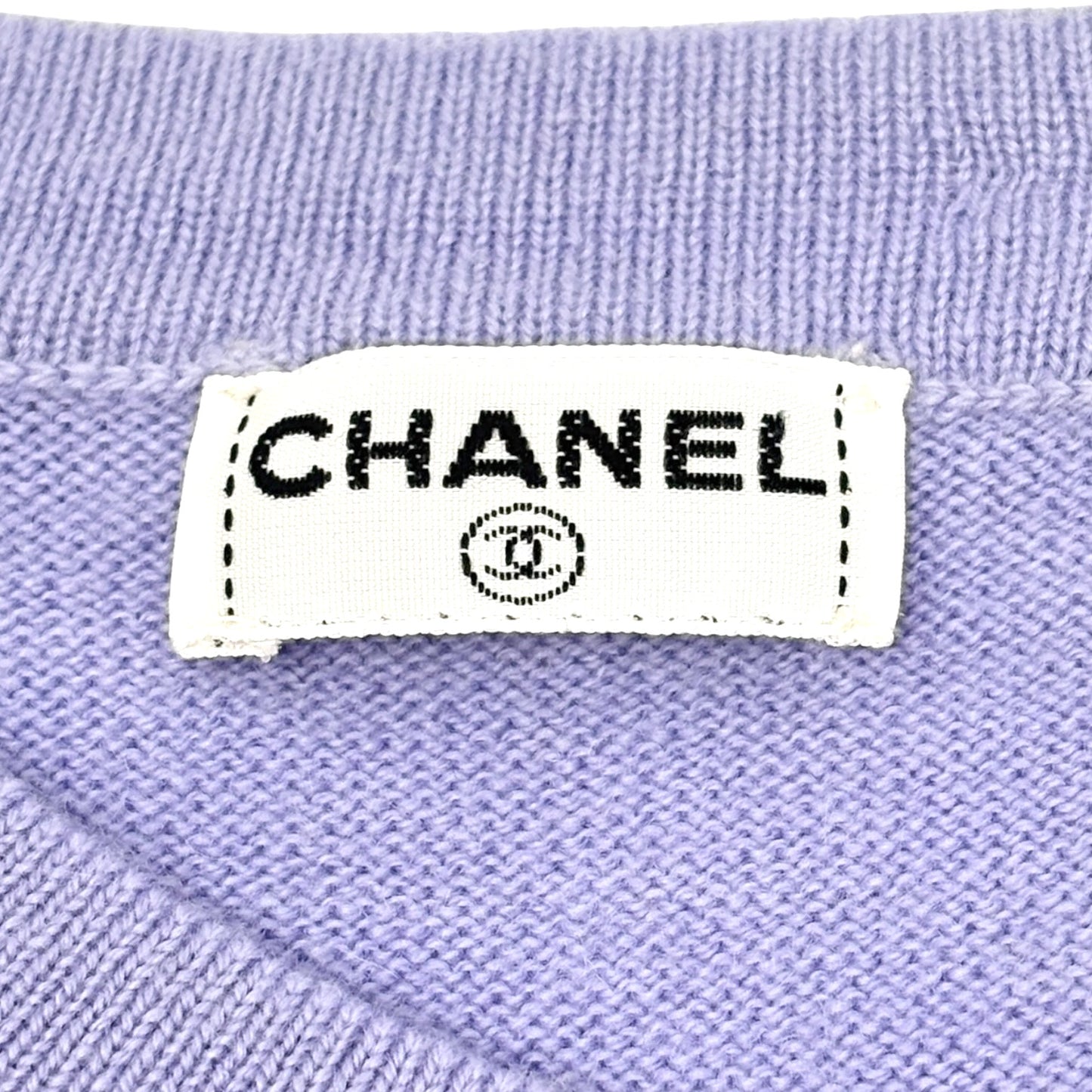 CHANEL Vintage CC Logo Button Cashmere Knit Top T-shirt Purple Blue