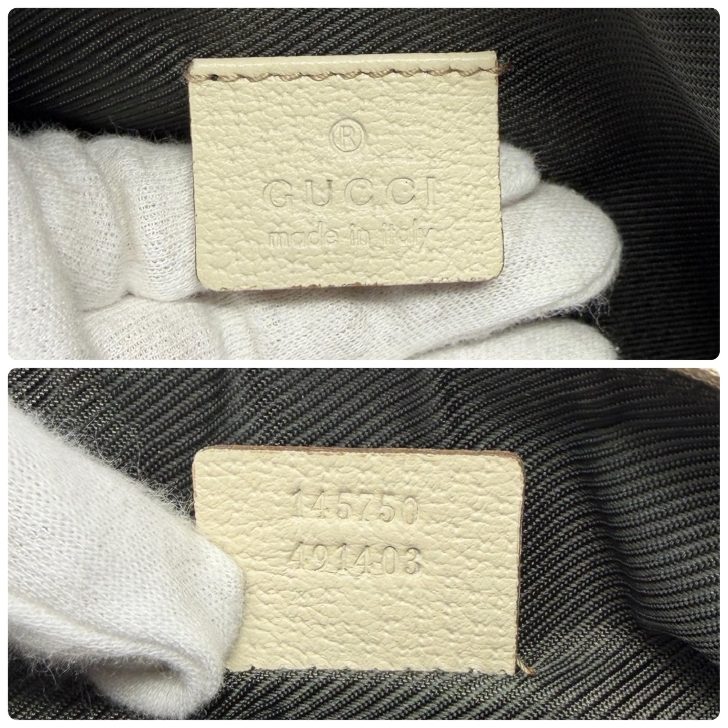 GUCCI Vintage GG Monogram Abbey Logo Mini Shoulder Bag White Brown Canvas