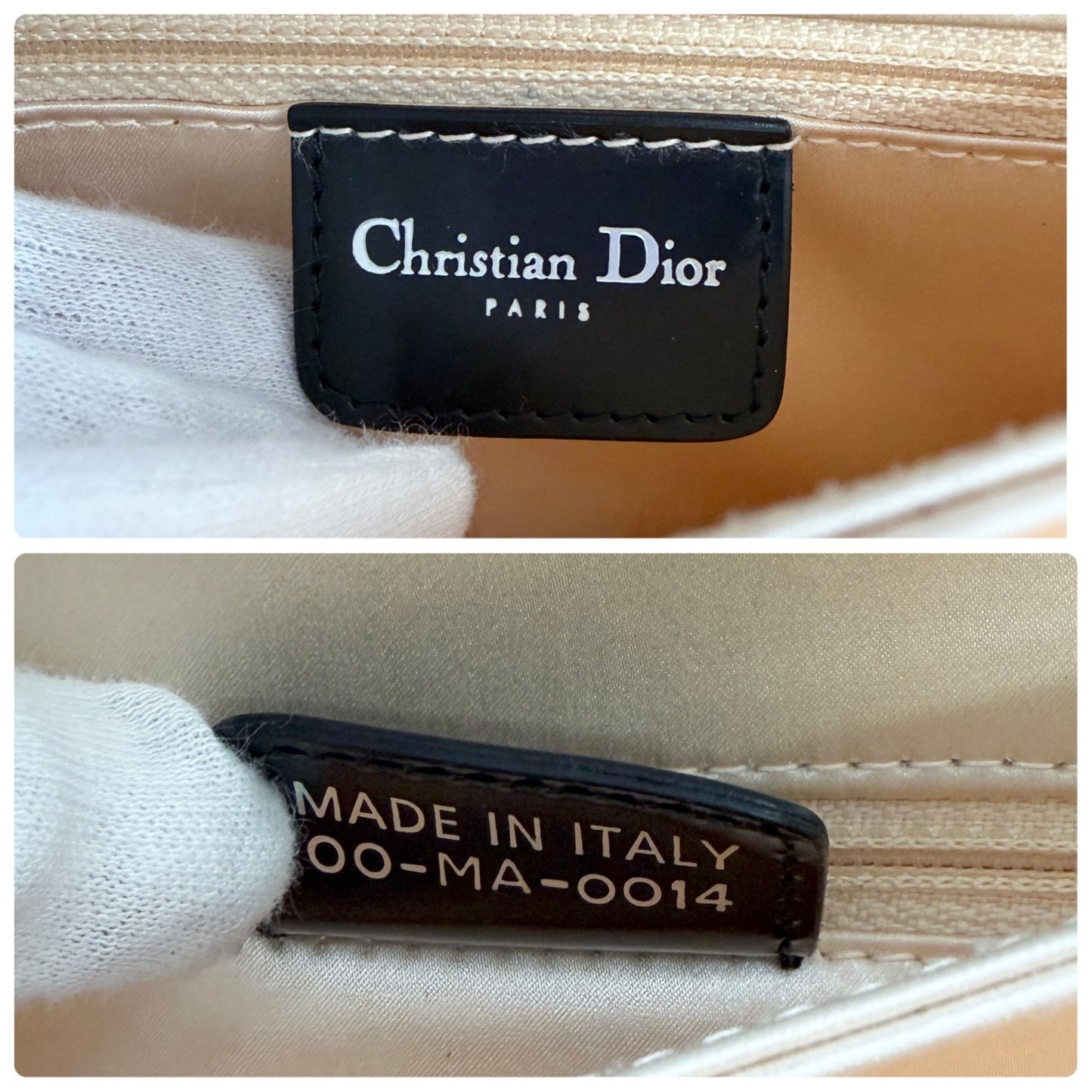 Christian Dior Vintage D'trick Pearl Bag White Black Leather Patent 902023